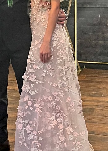 Hanzade Altaylı Karpuz Kol Güpürlü Elbise - Görsel 4