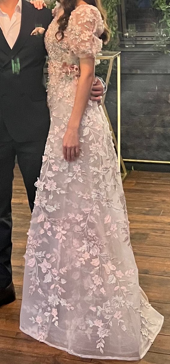 Hanzade Altaylı Karpuz Kol Güpürlü Elbise - Görsel 4