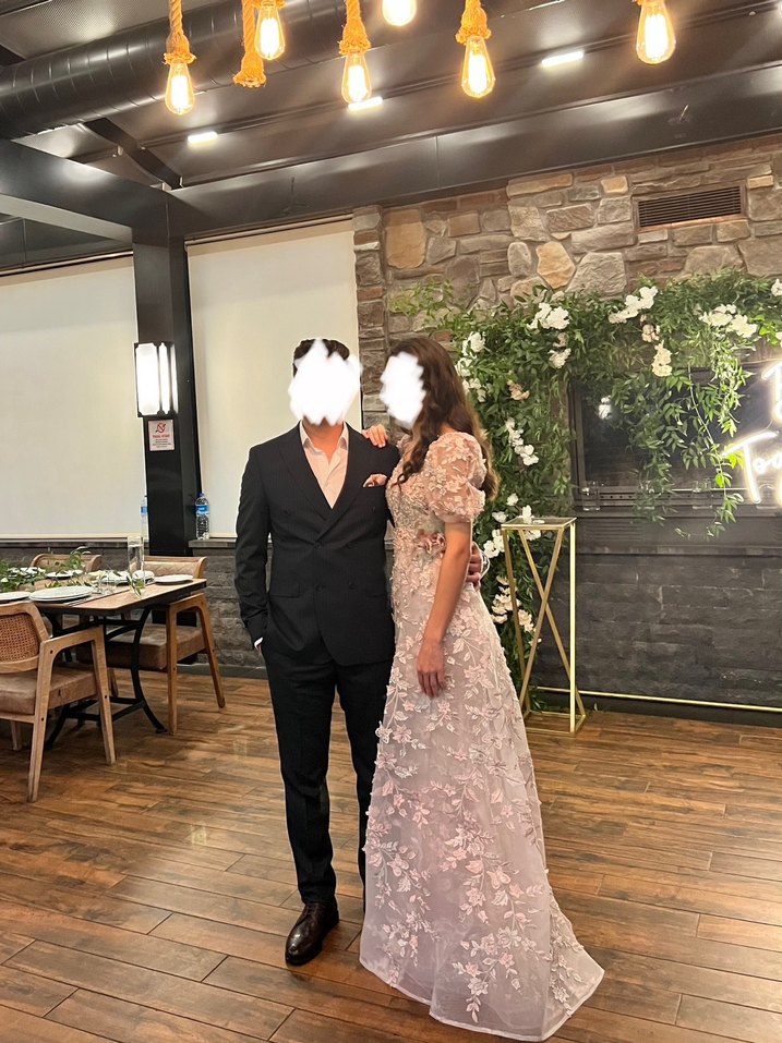 Hanzade Altaylı Karpuz Kol Güpürlü Elbise - Görsel 2