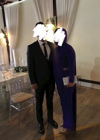 Hilal Oğuzkan Mor Drapeli Uzun Abiye Elbise - Görsel 4