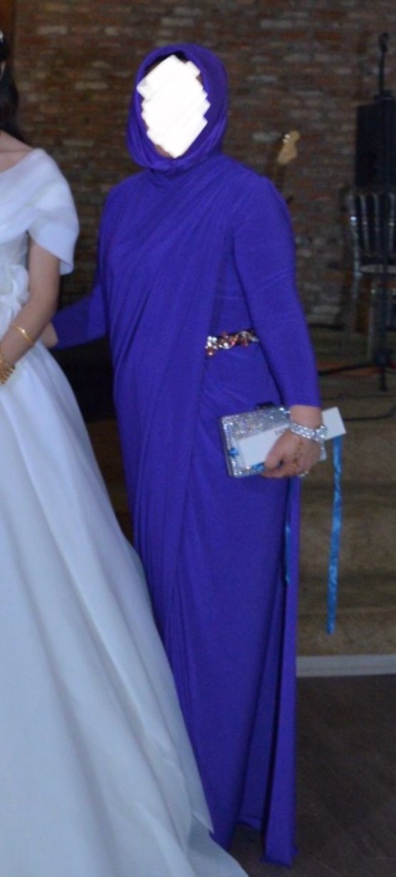 Hilal Oğuzkan Mor Drapeli Uzun Abiye Elbise - Görsel 3