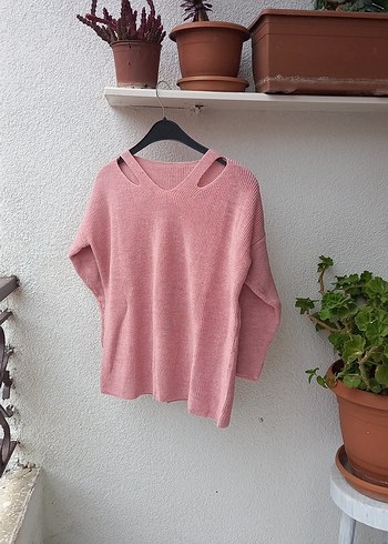 m Beden pembe Renk Pembe Triko Mini Kadın Kazak