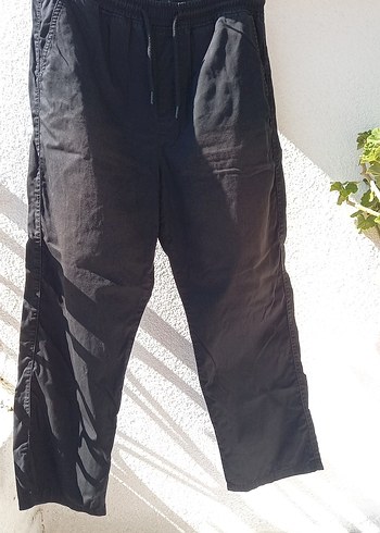 32 Beden Siyah Rahat Kesim Erkek Keten Pantolon