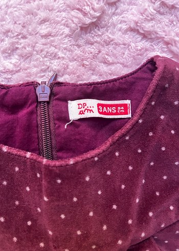 Kız Çocuk Bordo Kolsuz Fırfırlı Elbise - Görsel 3