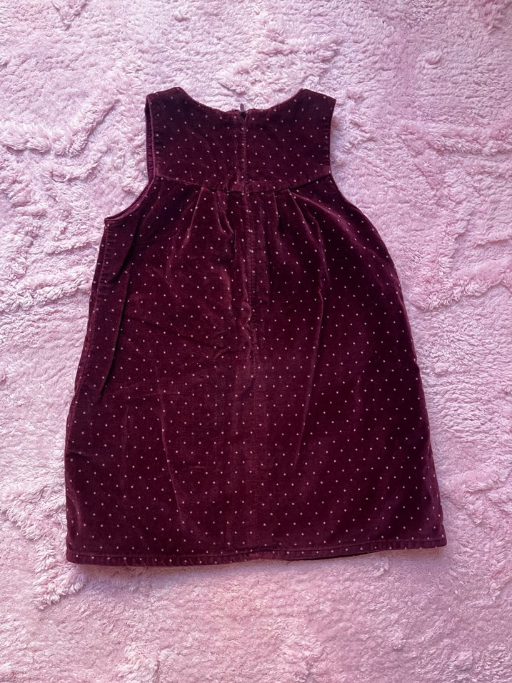 Kız Çocuk Bordo Kolsuz Fırfırlı Elbise - Görsel 2