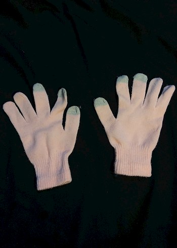 dokunmatik Örgü Beyaz Kadın Eldiveni - Görsel 2