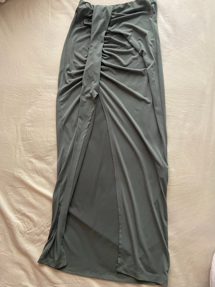 Yeşil Drapeli Uzun Kadın Etek - Görsel 2