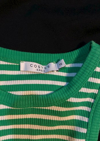 Yeşil Çizgili Kolsuz Crop Top - Görsel 2