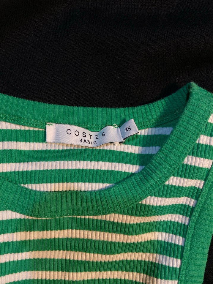 Yeşil Çizgili Kolsuz Crop Top - Görsel 2