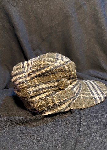 Kahverengi Ekose Kadın Yün Şapka - Görsel 2