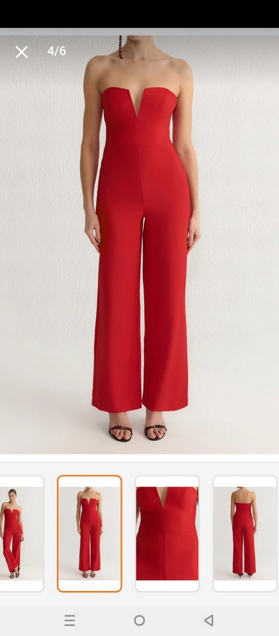 trendyolmilla Kırmızı straplez tulum - Görsel 2