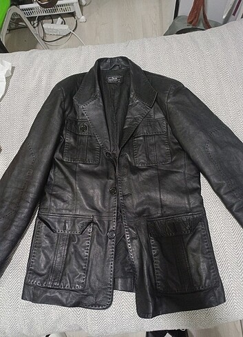 Siyah vintage alaverevintage deri ceket