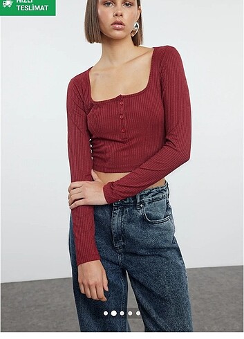 Trendyolmilla bordo düğmeli bluz