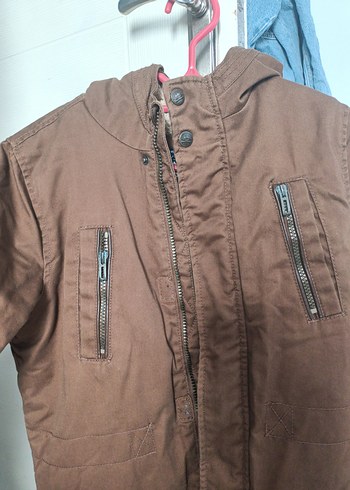 Kahverengi Erkek Çocuk Düğmeli Keten Ceket - Görsel 3