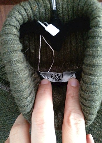 Erkek Haki Boğazlı yünlü kazak - Görsel 3