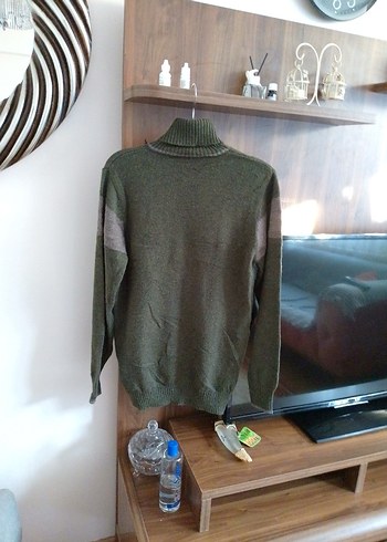 Erkek Haki Boğazlı yünlü kazak - Görsel 7