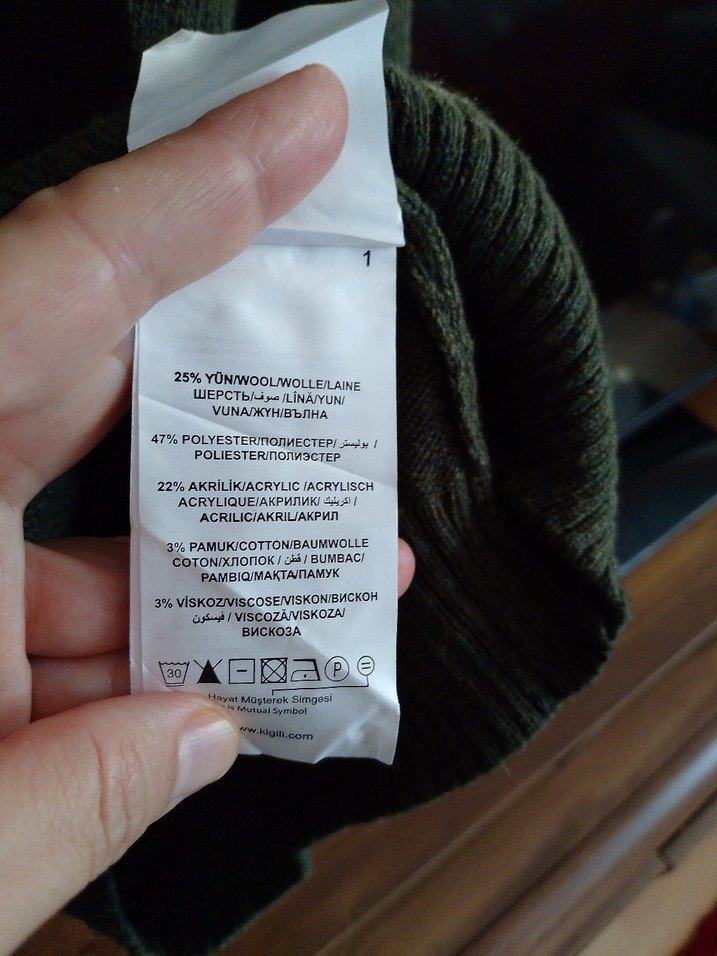 Erkek Haki Boğazlı yünlü kazak - Görsel 5