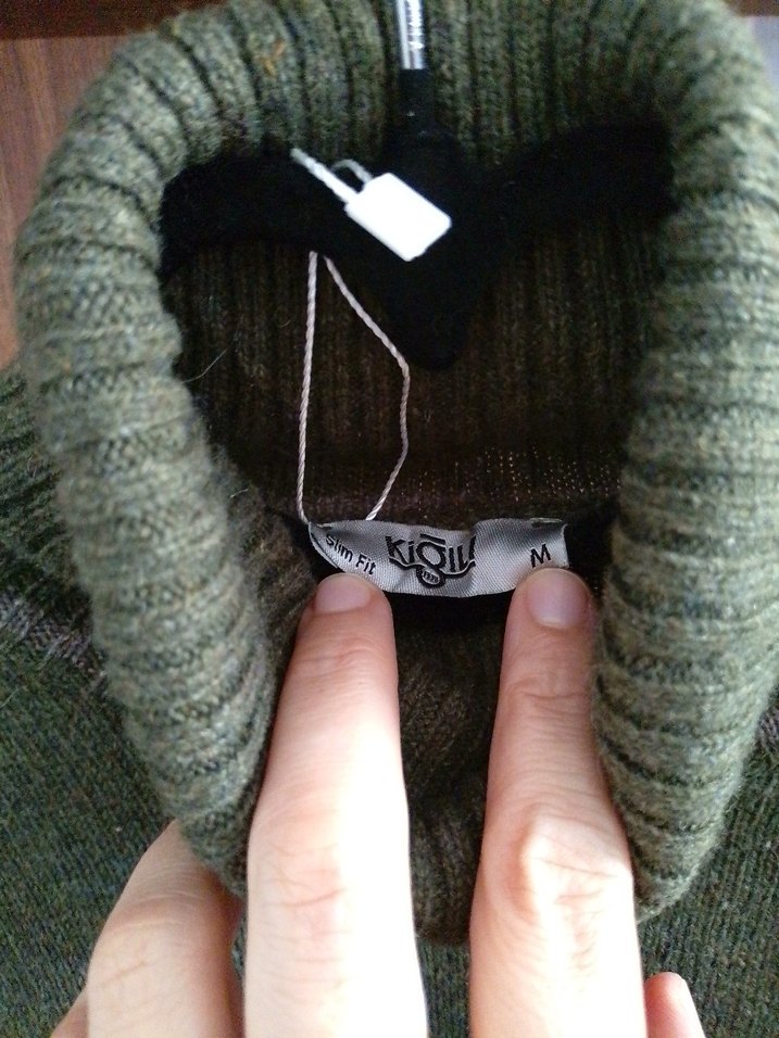 Erkek Haki Boğazlı yünlü kazak - Görsel 3