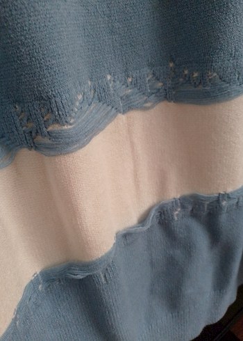 Bohem Mavi Örgü Kadın Kazak - Görsel 7