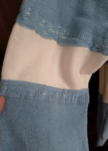 Bohem Mavi Örgü Kadın Kazak - Görsel 5