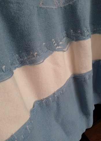 Bohem Mavi Örgü Kadın Kazak - Görsel 3