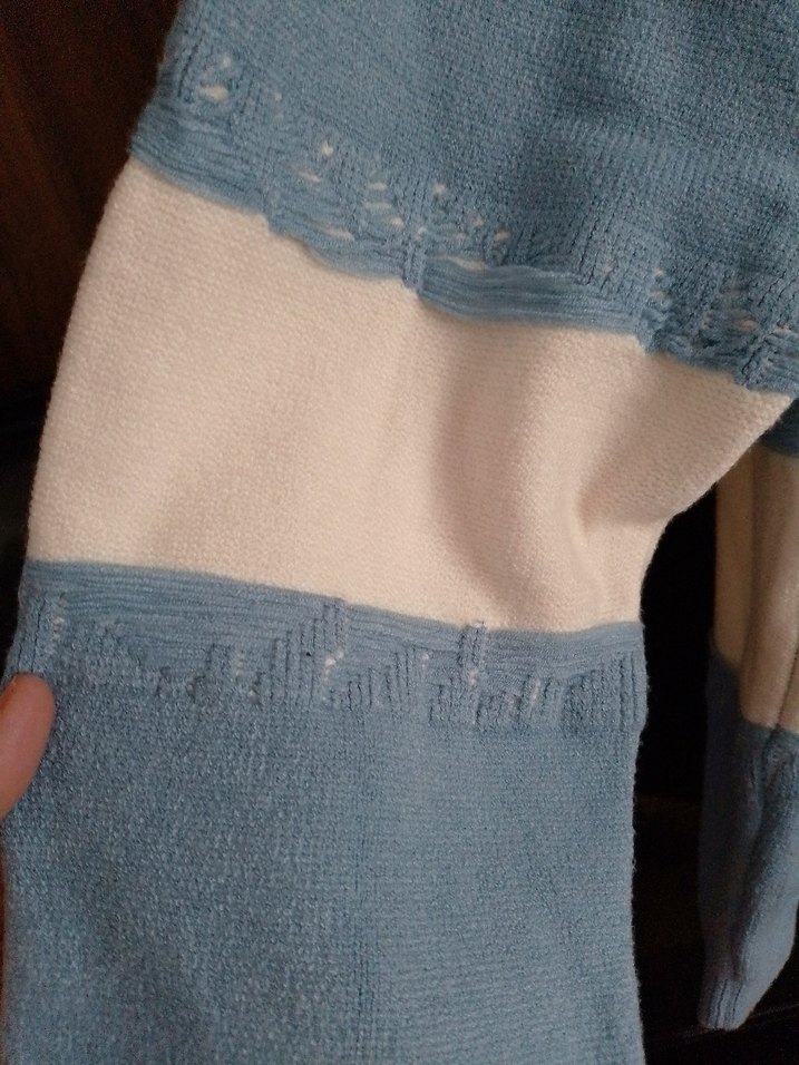 Bohem Mavi Örgü Kadın Kazak - Görsel 5