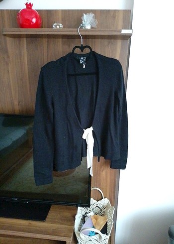 Kuşaklı Gri Kadın yünlü hırka - Görsel 8