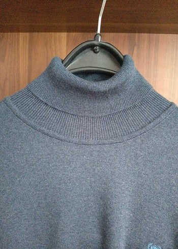 Erkek Mavi Boğazlı yünlü kazak - Görsel 4