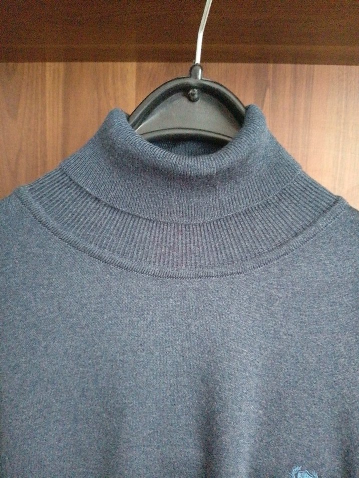 Erkek Mavi Boğazlı yünlü kazak - Görsel 4