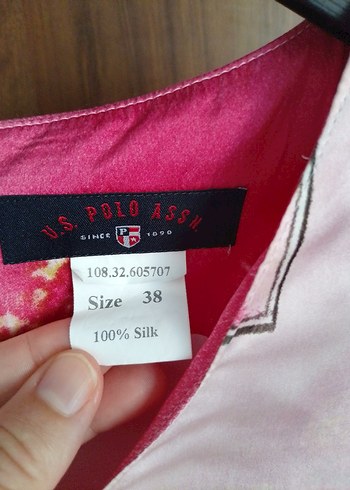 U.S Polo Assn. Pembe ipek elbise