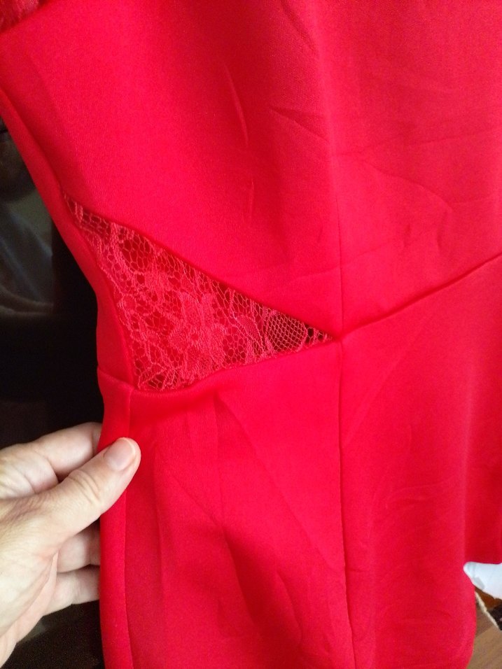 Dantel Detaylı Kırmızi elbise - Görsel 3