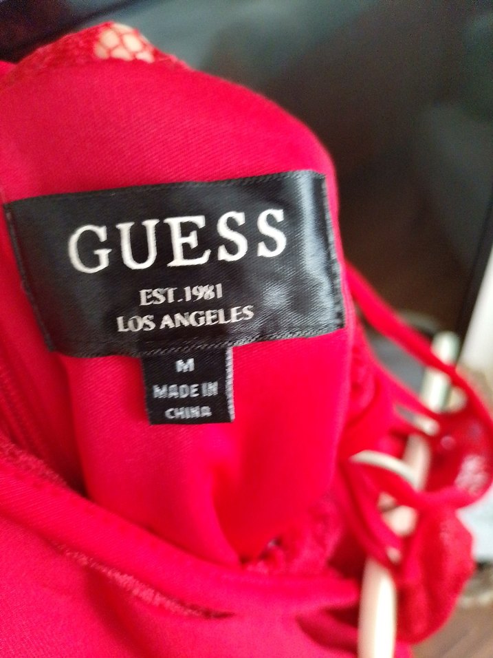 Dantel Detaylı Kırmızi elbise - Görsel 2