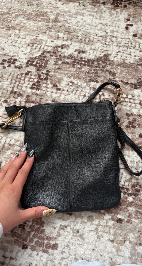 Siyah Deri Fermuarlı Kadın Çanta - Görsel 2