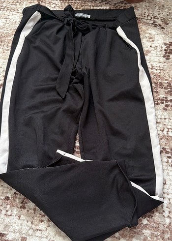 Siyah Beli Bağlamalı Salaş Kadın Spor Pantolon - Görsel 3