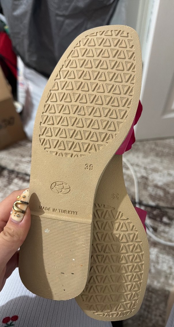 Pembe çiçekli terlik - Görsel 3