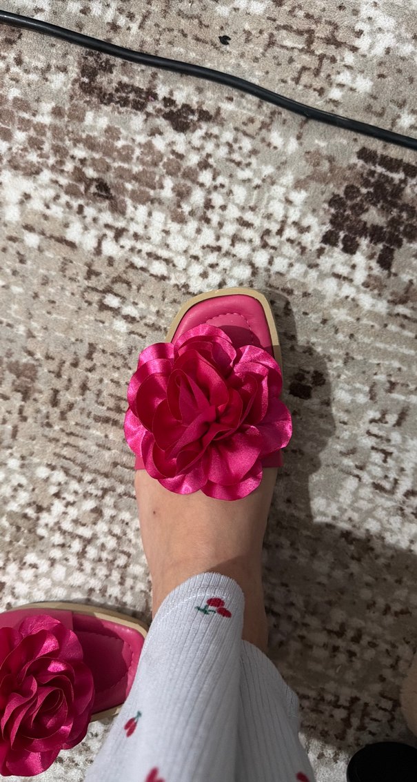 Pembe çiçekli terlik - Görsel 2