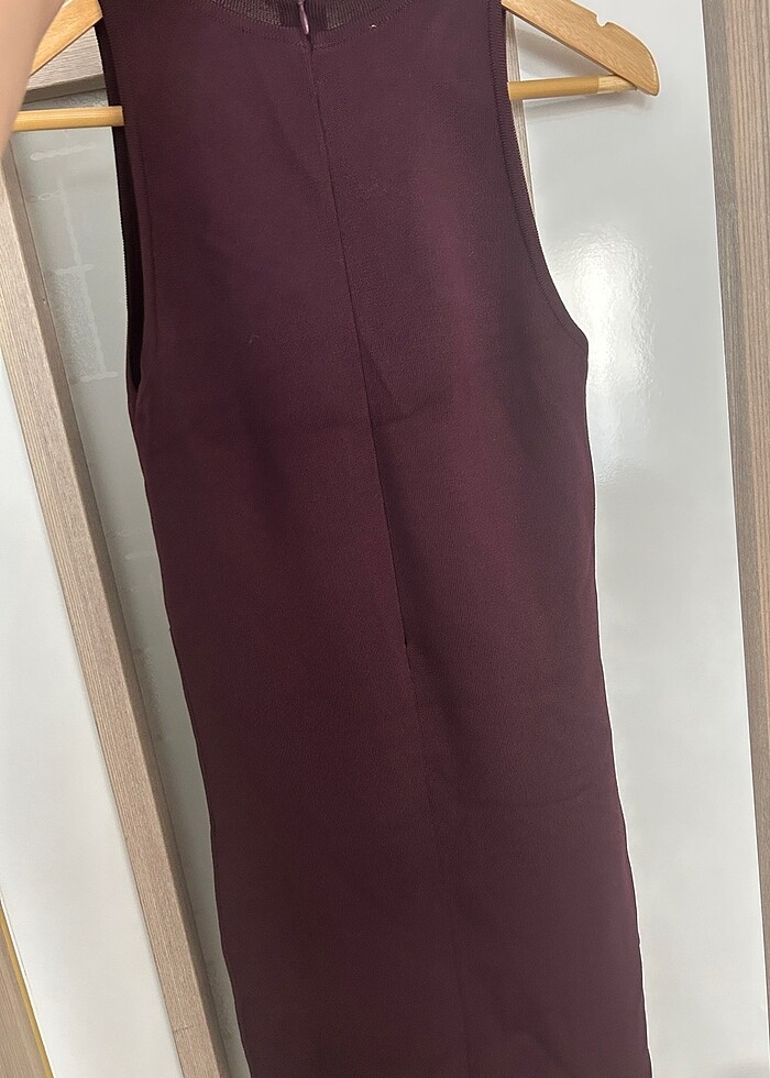 Mürdüm triko elbise - Görsel 3