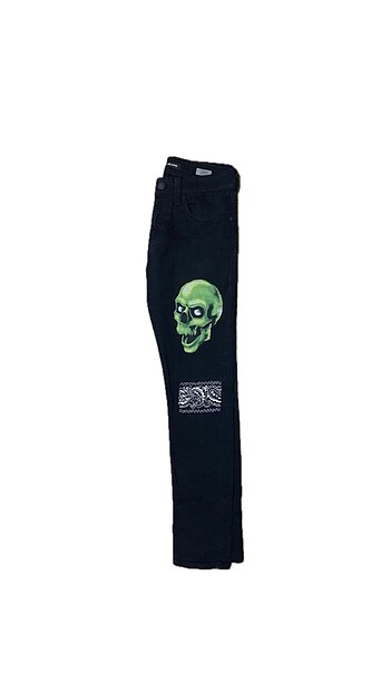 32 Beden siyah Renk Supreme Skull ve Bandana Detay Designer Jean Pislick ed hardy ti