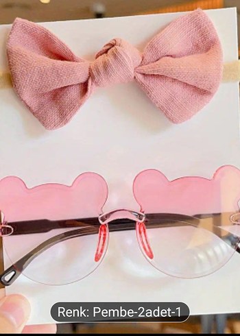 Pembe Fiyonk Detaylı Kız Çocuk Aksesuar Seti