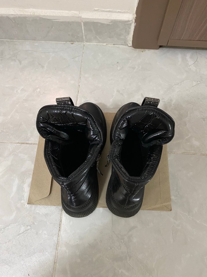 Siyah Deri Kadın Dolgu Topuklu Goth Bot - Görsel 5