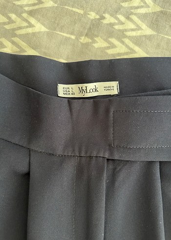 l Beden Mavi Pilili Kadın Kumaş Pantolon