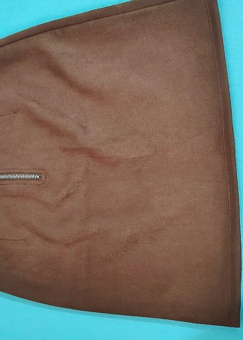 Kahverengi Süet Mini Etek - Görsel 2