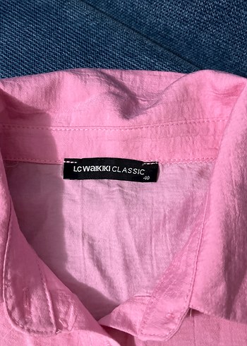 Pembe Kolsuz Keten Gömlek - Görsel 2