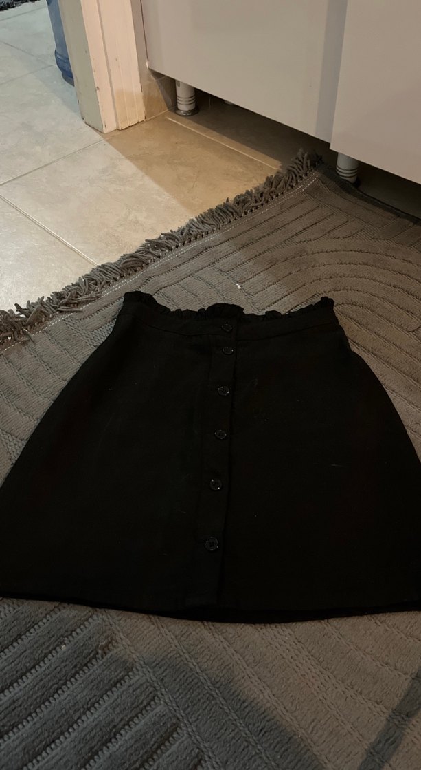 Düğmeli Siyah Midi Goth Etek - Görsel 2