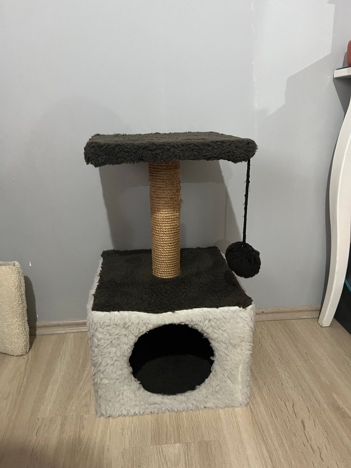 bej Kedi Tırmalama ve Dinlenme Ünitesi iki katlı - Görsel 2