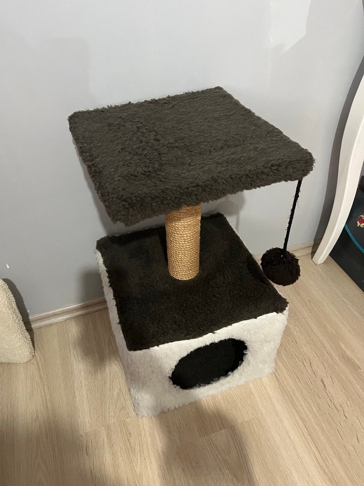 bej Kedi Tırmalama ve Dinlenme Ünitesi iki katlı - Görsel 3