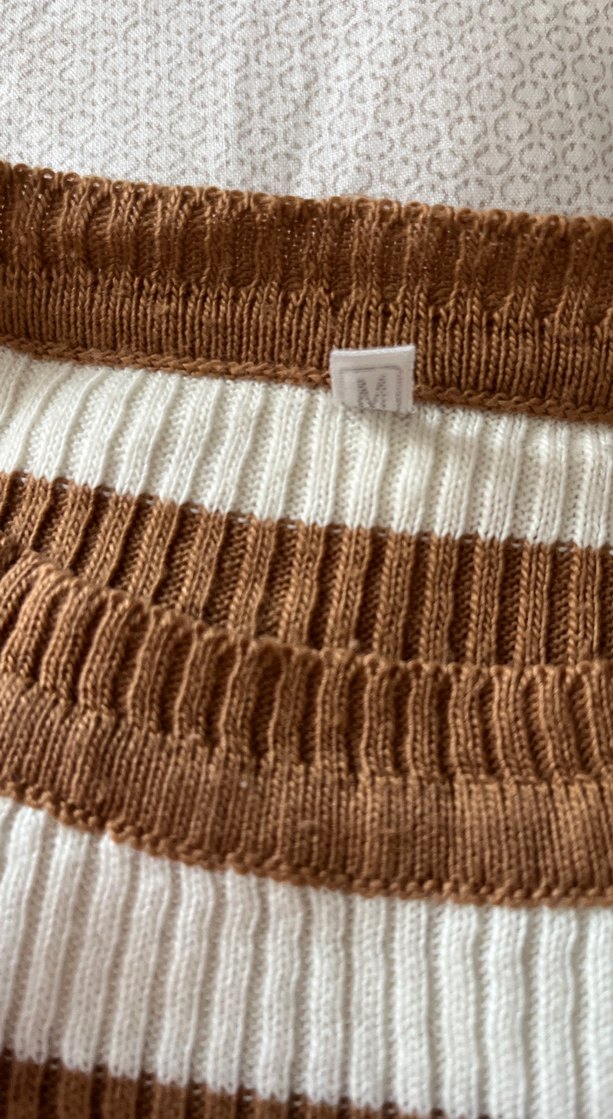 Bej Çizgili Örgü Kadın Kazak - Görsel 2