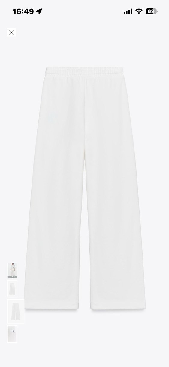 Zara Beyaz Rahat Kesim Kadın Eşofman Altı - Görsel 2