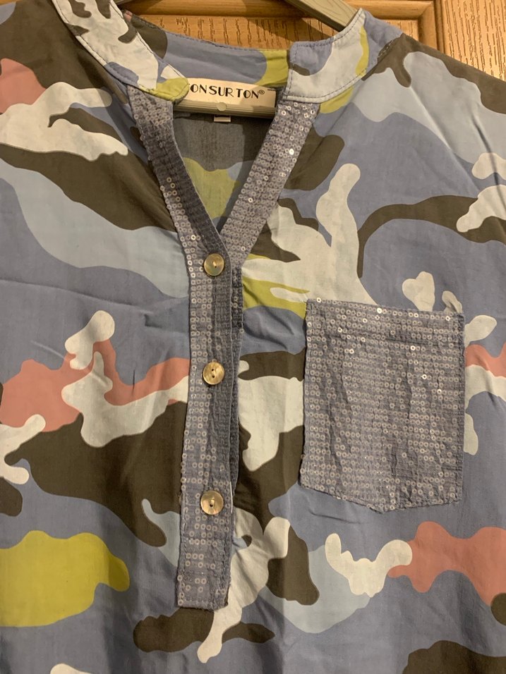 Gri Kamuflaj Düğmeli Kadın Gömlek - Görsel 2