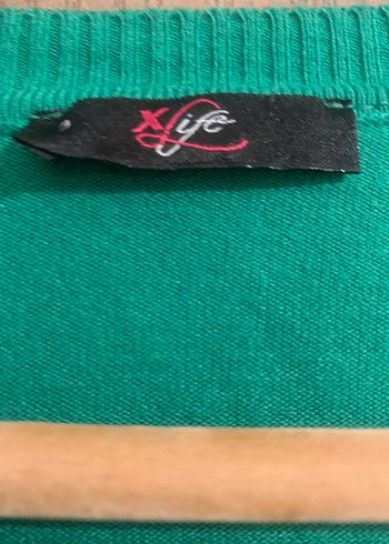 Kadın V Yaka Yeşil Triko Kazak - Görsel 4